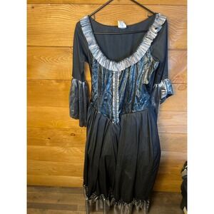 Evil Court by Disguise Halloween Costume Dress Black Silver Sz 12-14 Party Event